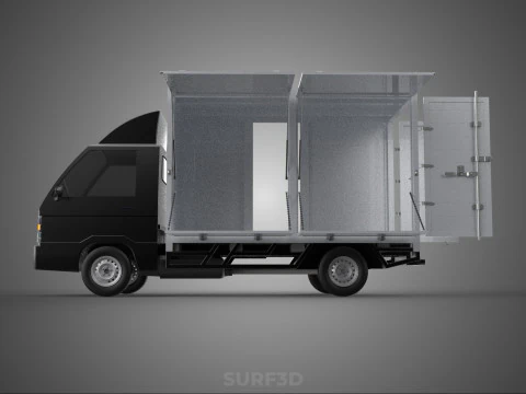 AUTO MOBILE SHOP LEBENSMITTEL LKW FAHRZEUG VAN EINZELHANDEL CATERING OFFENE T&Uuml;R 3D Modell