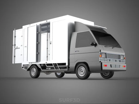 AUTO MOBILE SHOP LEBENSMITTEL LKW FAHRZEUG VAN EINZELHANDEL CATERING OFFENE T&Uuml;R 3D Modell