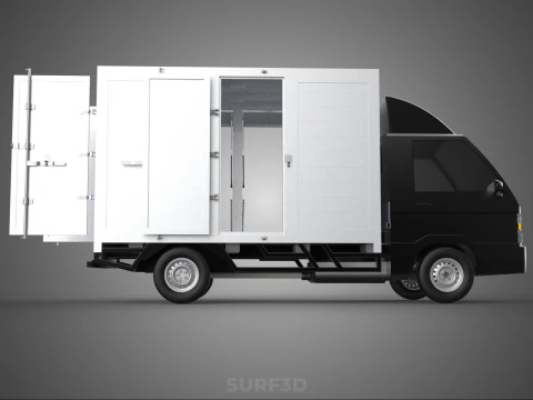 AUTO MOBILE SHOP LEBENSMITTEL LKW FAHRZEUG VAN EINZELHANDEL CATERING OFFENE T&Uuml;R 3D Modell