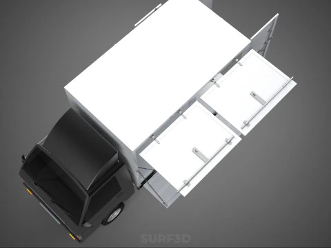 AUTO MOBILE SHOP LEBENSMITTEL LKW FAHRZEUG VAN EINZELHANDEL CATERING OFFENE T&Uuml;R 3D Modell