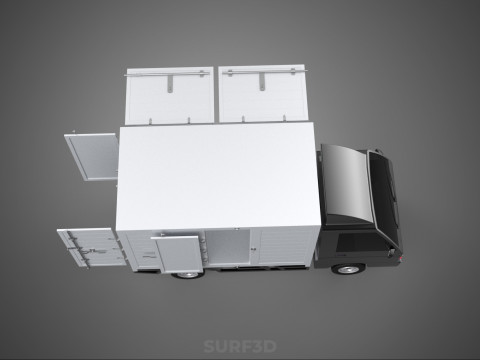 CAR MOBILE SHOP FOOD TRUCK VEHICLE VAN RETAIL CATERING OPEN DOOR Model 3D