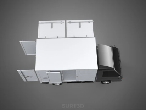 AUTO MOBILE SHOP LEBENSMITTEL LKW FAHRZEUG VAN EINZELHANDEL CATERING OFFENE T&Uuml;R 3D Modell