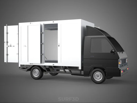 AUTO MOBILE SHOP LEBENSMITTEL LKW FAHRZEUG VAN EINZELHANDEL CATERING OFFENE T&Uuml;R 3D Modell