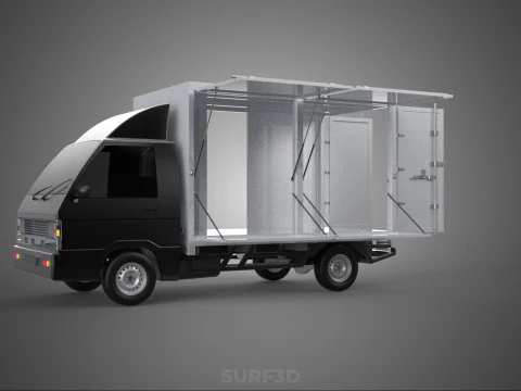 AUTO MOBILE SHOP LEBENSMITTEL LKW FAHRZEUG VAN EINZELHANDEL CATERING OFFENE T&Uuml;R 3D Modell