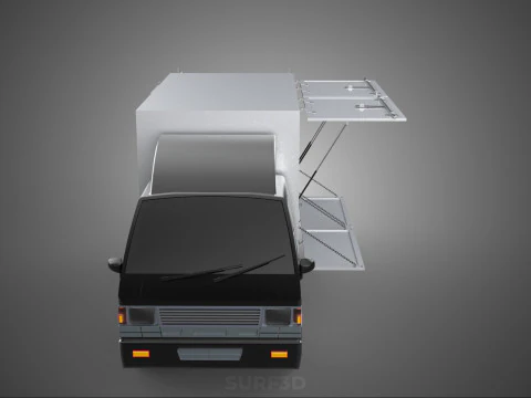 AUTO MOBILE SHOP LEBENSMITTEL LKW FAHRZEUG VAN EINZELHANDEL CATERING OFFENE T&Uuml;R 3D Modell