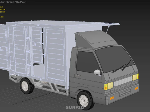 AUTO MOBILE SHOP LEBENSMITTEL LKW FAHRZEUG VAN EINZELHANDEL CATERING OFFENE T&Uuml;R 3D Modell