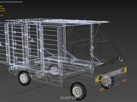 AUTO MOBILE SHOP LEBENSMITTEL LKW FAHRZEUG VAN EINZELHANDEL CATERING OFFENE T&Uuml;R 3D Modell