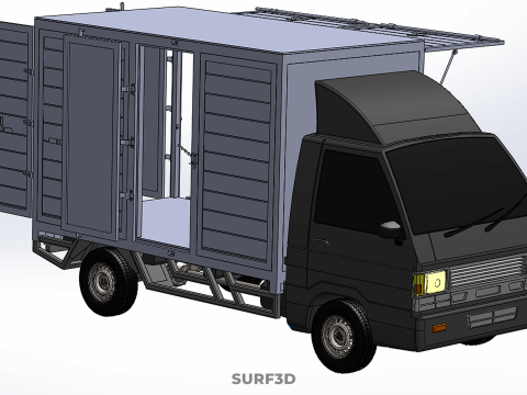 CAR MOBILE SHOP FOOD TRUCK VEHICLE VAN RETAIL CATERING OPEN DOOR Model 3D