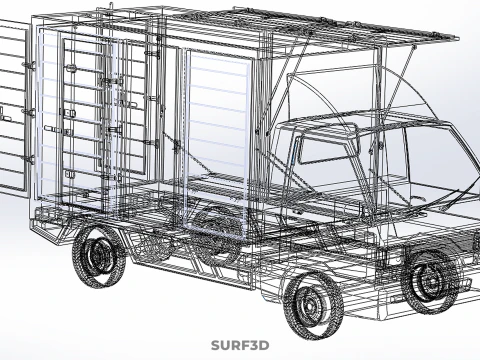 AUTO MOBILE SHOP LEBENSMITTEL LKW FAHRZEUG VAN EINZELHANDEL CATERING OFFENE T&Uuml;R 3D Modell