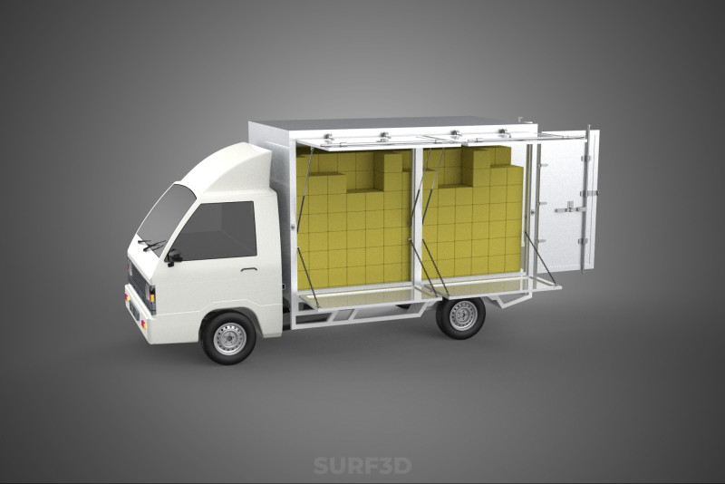 PACKAGE COURIER BOX DELIVERY TRUCK FREIGHT SHIPPING CARGO CAR 3D मॉडल .c4d .max .obj .3ds .fbx .stl .blend
