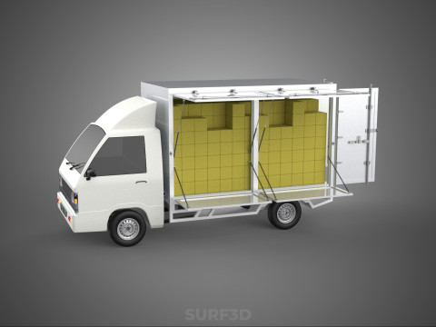 PACKAGE COURIER BOX DELIVERY TRUCK FREIGHT SHIPPING CARGO CAR Modelo 3D