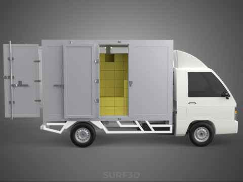 PACKAGE COURIER BOX DELIVERY TRUCK FREIGHT SHIPPING CARGO CAR 3D मॉडल