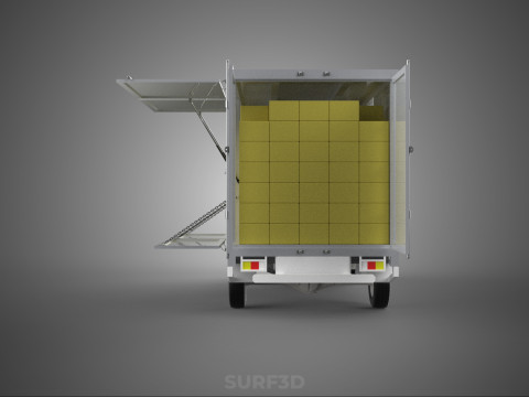 PACKAGE COURIER BOX DELIVERY TRUCK FREIGHT SHIPPING CARGO CAR 3D मॉडल