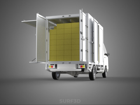 PACKAGE COURIER BOX DELIVERY TRUCK FREIGHT SHIPPING CARGO CAR 3D मॉडल