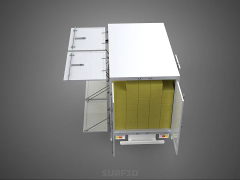 PACKAGE COURIER BOX DELIVERY TRUCK FREIGHT SHIPPING CARGO CAR 3D Model
