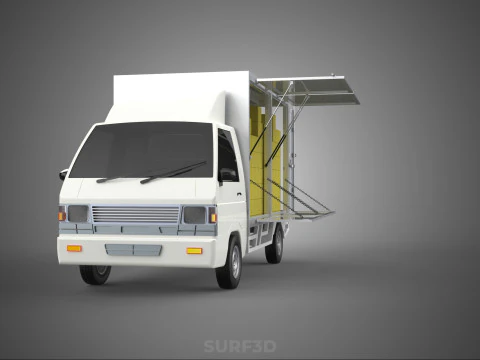 PACKAGE COURIER BOX DELIVERY TRUCK FREIGHT SHIPPING CARGO CAR 3D Model