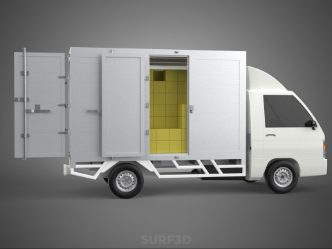 PACKAGE COURIER BOX DELIVERY TRUCK FREIGHT SHIPPING CARGO CAR 3D मॉडल