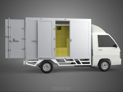 PACKAGE COURIER BOX DELIVERY TRUCK FREIGHT SHIPPING CARGO CAR 3D Model