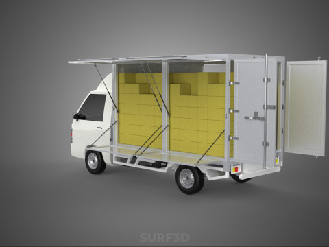 PACKAGE COURIER BOX DELIVERY TRUCK FREIGHT SHIPPING CARGO CAR 3D मॉडल