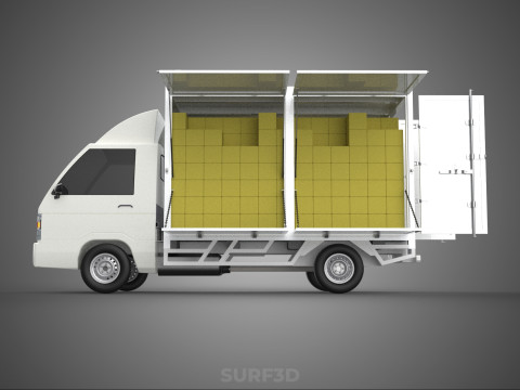 PACKAGE COURIER BOX DELIVERY TRUCK FREIGHT SHIPPING CARGO CAR 3D मॉडल