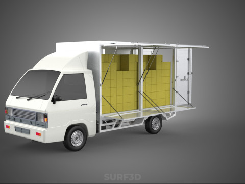 PACKAGE COURIER BOX DELIVERY TRUCK FREIGHT SHIPPING CARGO CAR 3D मॉडल