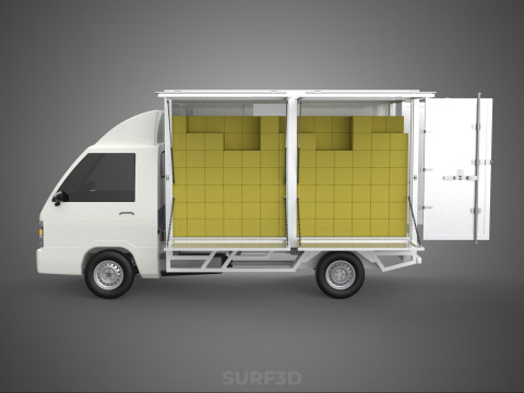 PACKAGE COURIER BOX DELIVERY TRUCK FREIGHT SHIPPING CARGO CAR 3D मॉडल