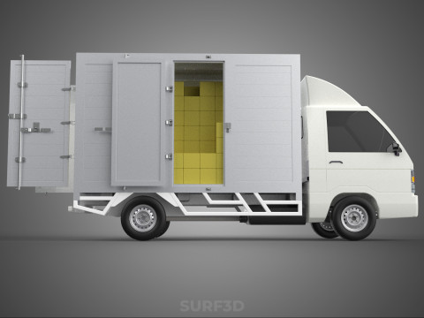 PACKAGE COURIER BOX DELIVERY TRUCK FREIGHT SHIPPING CARGO CAR 3D मॉडल