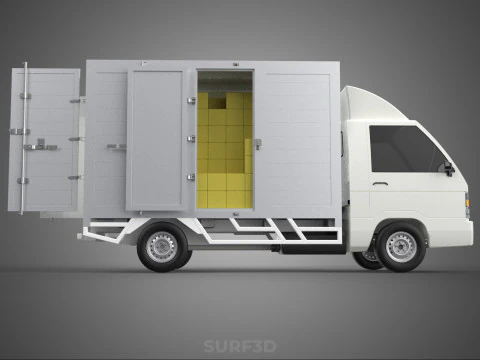 PACKAGE COURIER BOX DELIVERY TRUCK FREIGHT SHIPPING CARGO CAR 3D Model