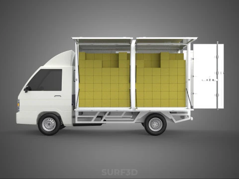 PACKAGE COURIER BOX DELIVERY TRUCK FREIGHT SHIPPING CARGO CAR 3D Model
