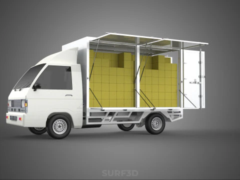 PACKAGE COURIER BOX DELIVERY TRUCK FREIGHT SHIPPING CARGO CAR 3D Model
