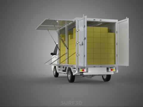 PACKAGE COURIER BOX DELIVERY TRUCK FREIGHT SHIPPING CARGO CAR 3D मॉडल