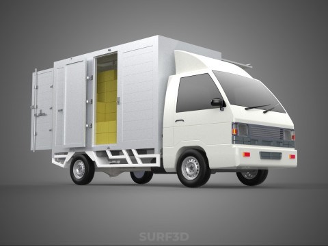 PACKAGE COURIER BOX DELIVERY TRUCK FREIGHT SHIPPING CARGO CAR 3D मॉडल