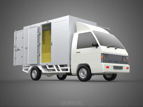 PACKAGE COURIER BOX DELIVERY TRUCK FREIGHT SHIPPING CARGO CAR 3D Model