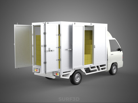 PACKAGE COURIER BOX DELIVERY TRUCK FREIGHT SHIPPING CARGO CAR 3D मॉडल