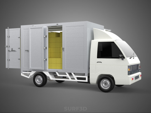 PACKAGE COURIER BOX DELIVERY TRUCK FREIGHT SHIPPING CARGO CAR 3D मॉडल