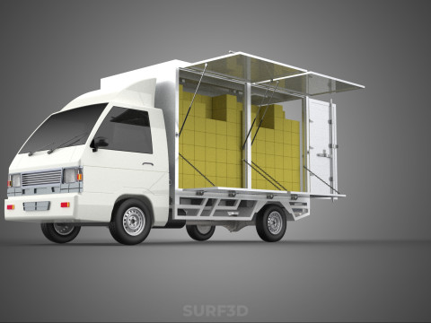 PACKAGE COURIER BOX DELIVERY TRUCK FREIGHT SHIPPING CARGO CAR 3D मॉडल