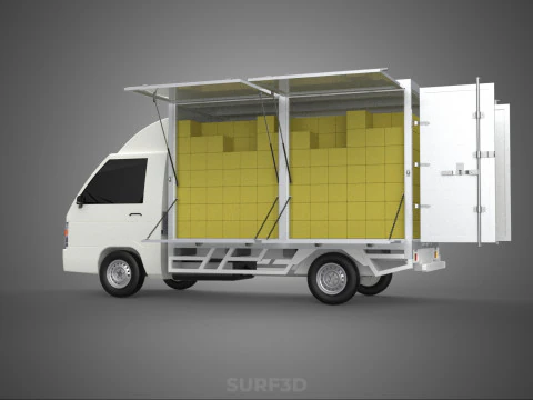 PACKAGE COURIER BOX DELIVERY TRUCK FREIGHT SHIPPING CARGO CAR 3D Model