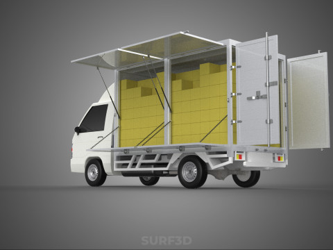 PACKAGE COURIER BOX DELIVERY TRUCK FREIGHT SHIPPING CARGO CAR 3D मॉडल