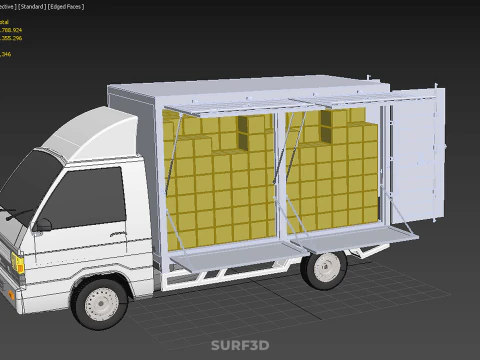 PACKAGE COURIER BOX DELIVERY TRUCK FREIGHT SHIPPING CARGO CAR 3D Model