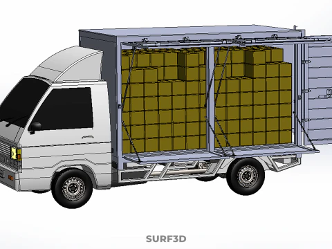 PACKAGE COURIER BOX DELIVERY TRUCK FREIGHT SHIPPING CARGO CAR 3D Model
