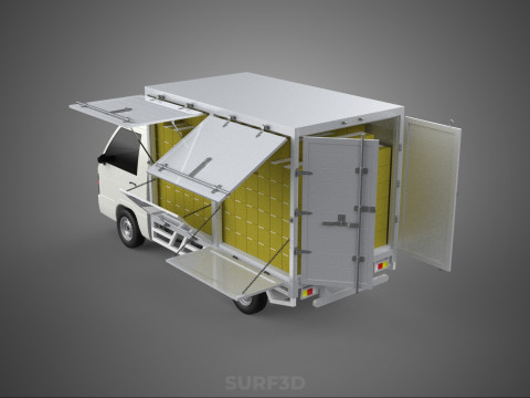 DELIVERY BOX TRUCK FREIGHT SHIPPING CARGO TRAILER CONTAINER CAR Modèle 3D