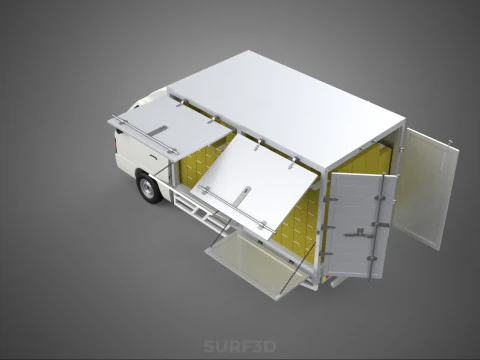 DELIVERY BOX TRUCK FREIGHT SHIPPING CARGO TRAILER CONTAINER CAR 3D Model