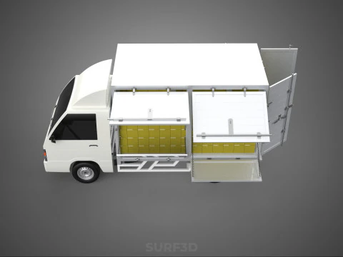 DELIVERY BOX TRUCK FREIGHT SHIPPING CARGO TRAILER CONTAINER CAR 3D Model