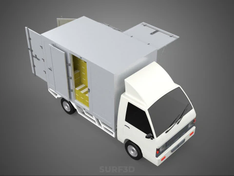 DELIVERY BOX TRUCK FREIGHT SHIPPING CARGO TRAILER CONTAINER CAR 3D Model