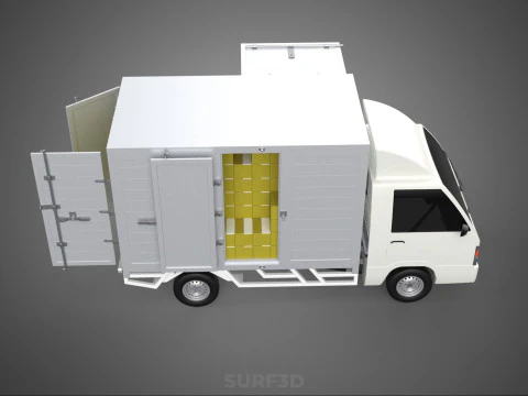 DELIVERY BOX TRUCK FREIGHT SHIPPING CARGO TRAILER CONTAINER CAR 3D Model