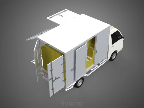 DELIVERY BOX TRUCK FREIGHT SHIPPING CARGO TRAILER CONTAINER CAR 3D Model