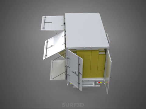DELIVERY BOX TRUCK FREIGHT SHIPPING CARGO TRAILER CONTAINER CAR 3D Model