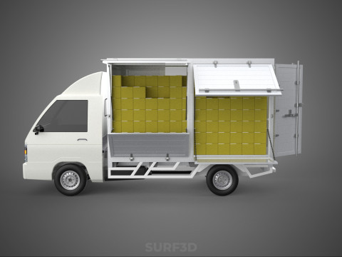 DELIVERY BOX TRUCK FREIGHT SHIPPING CARGO TRAILER CONTAINER CAR 3D 模型