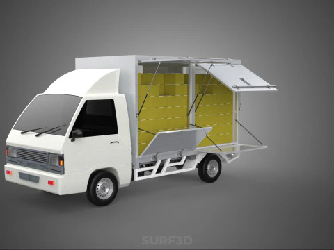 DELIVERY BOX TRUCK FREIGHT SHIPPING CARGO TRAILER CONTAINER CAR 3D Model