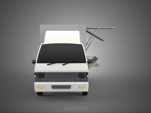 DELIVERY BOX TRUCK FREIGHT SHIPPING CARGO TRAILER CONTAINER CAR 3D Model
